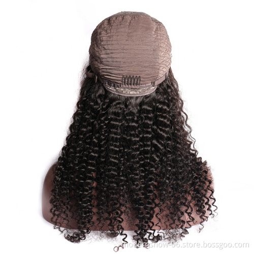 unprocessed virgin indian hair 4*4 curly closure lace wig for black women